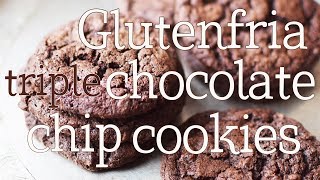 Glutenfria triple chocolate chip cookies  Grön Vecka  Veganuari [upl. by Sotnas]