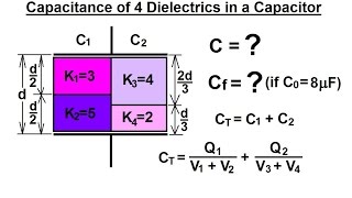 Physics 39 Capacitors 20 of 37 Find C of Capacitor with 4 Dielectrics [upl. by Dolloff]