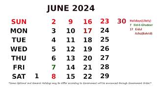 June Calendar 2024 [upl. by Drugi]