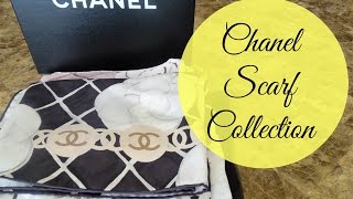 Designer Scarf Collection Part 2 Chanel Scarves [upl. by Ahsiemac]