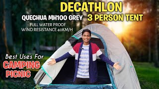 Decathlon Quechua MH100 Grey 3 Person Camping Tent ।। Camping Tent Unboxing and Review Video ।। [upl. by Iblehs]