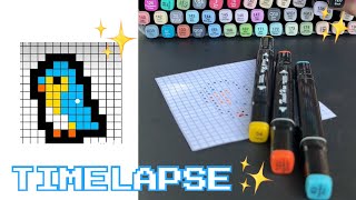 Simple Pixel Art Ideas  Pixel Art Timelapse  Cute Bird Pixel Art Tutorial [upl. by Sang]