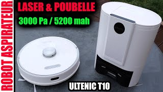 Ultenic T10 Robot Aspirateur Laser avec poubelle Automatique 3000 PA 5200 mah avec lavette [upl. by Lina682]