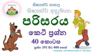 ශිෂ්‍යත්ව අනුමාන පරිසරය කෙටි ප්‍රශ්න  40 කොටස  ප්‍රශ්න 391 සිට 400 තෙක්ශිෂ්‍යත්ව පාසල [upl. by Aeirdna534]