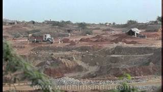 Stone quarrying in the Aravalli hills in Delhi India [upl. by Leorsiy]