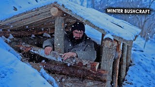 Building Complete and Warm Dugout Shelter for the Winter cozy fireplace amp clay roof [upl. by Moss]