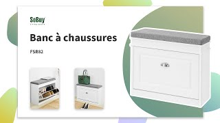 Sobuy Banc à chaussures  Banc avec abattant  coffre de rangement  meuble dentrée  FSR82KW [upl. by Campos]