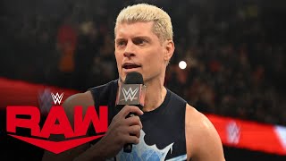 Cody Rhodes reveals that Randy Orton will compete at WarGames Raw highlights Nov 20 2023 [upl. by Annavahs157]