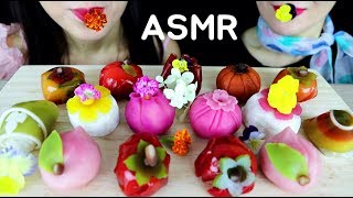 ASMR Edible Flower MOCHI Japanese Wagashi MUKBANG디저트 화과자 찹쌀떡 모찌pencuci mulut 和菓子餅噛む音 ขนม Вагаси [upl. by Ynffit542]