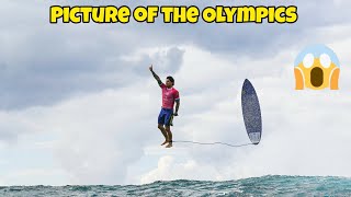 Surfer Gabriel Medina viral ‘Picture of the Olympics’ UNREAL celebration fan Claims it AI or Fake [upl. by Ahsaeym]