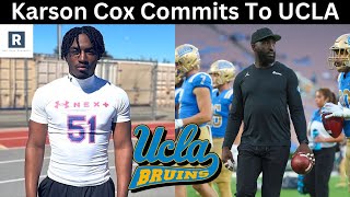 UCLA Football Rolling On The Recruiting Trial  Karson Cox Commits To UCLA [upl. by Woodley125]