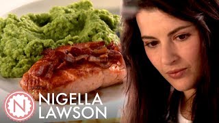 Nigella Lawson’s Easy Salmon and Posh Mushy Peas  Nigella Bites [upl. by Cissiee]