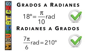 Conversión de grados a radianes y radianes a grados Trigonometría [upl. by Papke166]