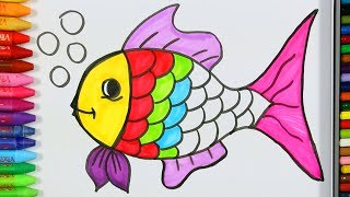 Página para colorear peces💦 Cómo dibujar y colorear peces  Pintura de pescado  Aprender colorear [upl. by Rondon728]