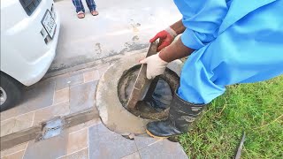 Drain Complaint 341  EXPECTED obstacle in this manhole cleaning  The Sewer Man [upl. by Dante]