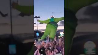 Fan At Vanilla Ice Concert Dressed As A Ninja Turtle Attempts To Stage Dive Before Falling To Ground [upl. by Trstram]