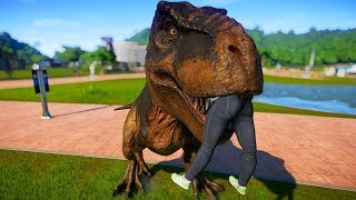 T Rex amp Carnotaurus Breakout amp Fight  Jurassic World Evolution Dinosaurs Fighting [upl. by Dareen391]