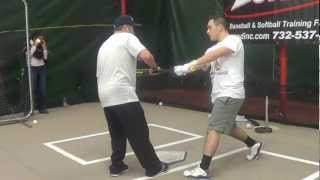 Delbartons Joey Santoro hitting with NY Yankee hitting coach Kevin Long at Zoned [upl. by Nairda]