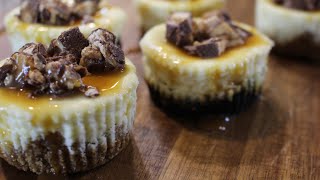 Snickers Mini Cheesecakes Recipe  Cheesecake Factory Inspired [upl. by Dibbell]