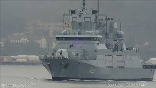 German frigate BadenWürttemberg F222 Inbound San Diego [upl. by Bell706]