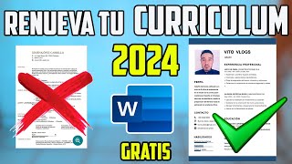 RENUEVA TU CV EN 5 MINUTOS 2024 PLANTILLAS GRATIS PARA TU CV I COMO HACER UN BUEN CURRICULUM EN WORD [upl. by Harli400]