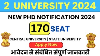 PhD New Application Form 2024  2 Central University  170 Seat  PhD Admission 2024  phd [upl. by Mike199]