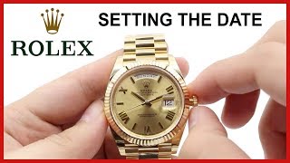 HOW to set Rolex DayDate Watches Change the Time Date amp Day [upl. by Vasya151]