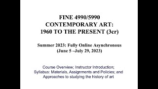 Lecture 1a FINE 4990 Introduction 13min 36sec [upl. by Adnwahsar]