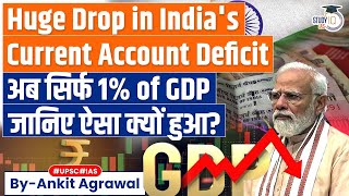 Why India’s Current Account Deficit has Dipped to 1 of GDP  UPSC GS3 [upl. by Fretwell]