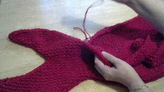 Loom knit a mermaid tail sleeping bag the tail and sewing [upl. by Ainekahs]