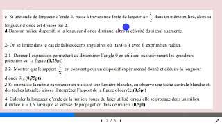 diffraction de la lumière monochromatique et la lumière blanche exercice dapplication [upl. by Payson]