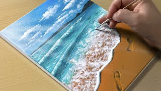 Easy Way to Paint a Beach Scene  Acrylic Painting for Beginners [upl. by Nahshun822]