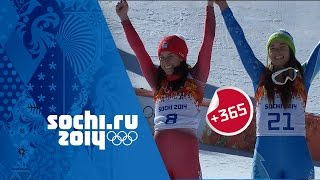 Gisin amp Maze Tie For Gold  Ladies Downhill Alpine Skiing Full Event  Sochi365 [upl. by Kinelski]