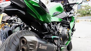 Kawasaki H2SX SE アクラポビッチ排気音を聞く [upl. by Mall]