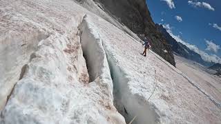 Crossing crevices on Aletsch Glacier [upl. by Elamef]