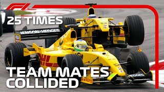 25 Times F1 Team Mates Crashed Into Each Other [upl. by Ailemak]