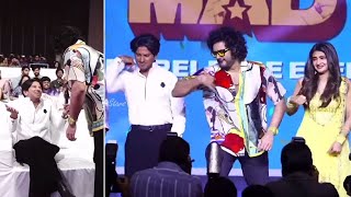 Dulquer Salmaan Sree Leela and Siddu Jonnalagadda Superb Dance On Stage  MAD Pre Release Event [upl. by Eivod]