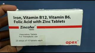 Zincofer Tablets  Iron Vitamin B12 Vitamin B6 Folic Acid with Zinc Tablets  Zincofer Tablet Uses [upl. by Vories]