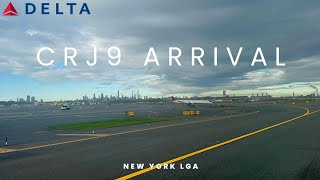 Delta Airlines CRJ9 Fast Approach into New Yorks La Guardia Airport 4K [upl. by Dnalyr]