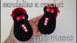 Sandalias a crochet para bebe modelo minnie mousse 3 a 6 mesestejido [upl. by Lemieux]