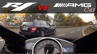 Yamaha R1 vs 530HP MercedesBenz 300kmh [upl. by Yniar]