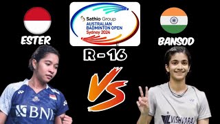 Ester Nurumi Tri Wardoyo INA vs Malvika Bansod IND  R16 Australian Open 2024 [upl. by Dumanian102]