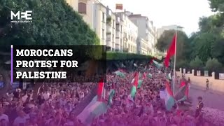 Moroccans protest in support of Palestine [upl. by Geirk]