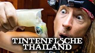 Tintenfische fangen zerlegen und zubereiten in Thailand  Super einfach und lecker [upl. by Goddord]