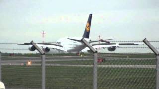 Lufthansa Airbus A380 landing at Helsinki Vantaa [upl. by Raimondo]