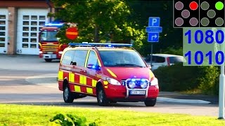 ELW 1080 HLF 1010 räddningstjänsten syd brandbil på utryckning feuerwehr einsatzfahrt [upl. by Radman]