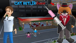 CAT BUTLER Zombie appeared at Cafe 😱  SAKURA School Simulator Horror Drama 👺 [upl. by Alrahc]