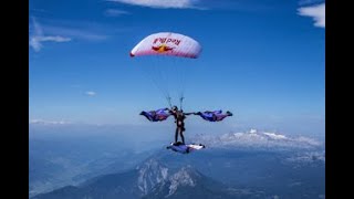 Spectacular wingsuit and paraglide flight down Kitzbuhel ski course  ETV Bharat [upl. by Ardnusal]