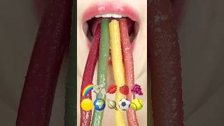 ASMR EMOJI FOOD 🌈💸💋🍓🍇🟡🌍🪐⚽️🥎 이모지 먹방 sped up [upl. by Ridley]