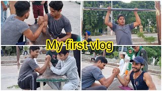 My first vlog ❤️  arm wrestling match in public  pro panja league  smart boyz [upl. by Apoor]